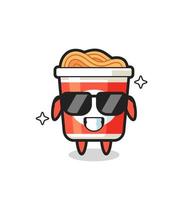 Cartoon mascot of instant noodle with cool gesture vector