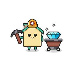 Character Illustration of house as a miner vector