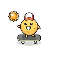 potato chip character illustration ride a skateboard vector