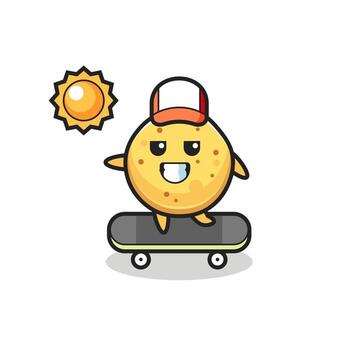 ilustración de personaje de papas fritas andar en patineta vector