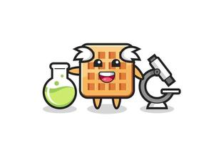 Mascot character of waffle as a scientist vector