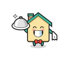 Character mascot of house as a waiters vector