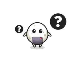 Cartoon Illustration of onigiri with the question mark vector