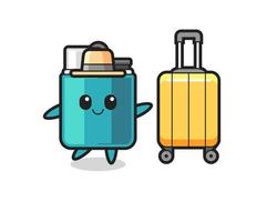 lighter cartoon illustration with luggage on vacation vector
