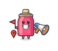 Character cartoon of strawberry jam as a tour guide vector