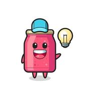 strawberry jam character cartoon getting the idea vector