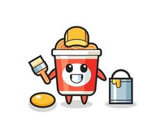 Character Illustration of instant noodle as a painter vector