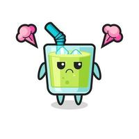 annoyed expression of the cute melon juice cartoon character vector