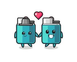 lighter cartoon character couple with fall in love gesture vector