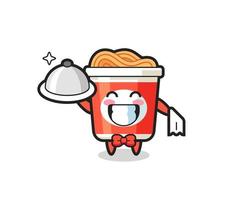 Character mascot of instant noodle as a waiters vector