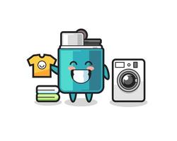 Mascot cartoon of lighter with washing machine vector