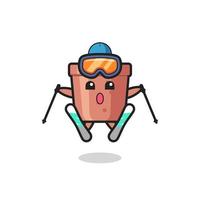 flowerpot mascot character as a ski player vector