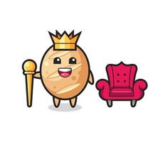 Mascot cartoon of french bread as a king vector