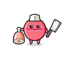 Illustration of medicine tablet character as a butcher vector