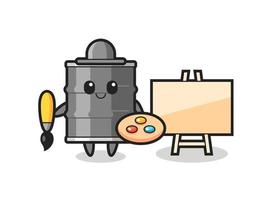 Illustration of oil drum mascot as a painter vector