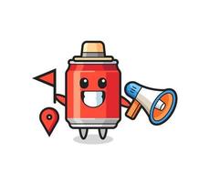Character cartoon of drink can as a tour guide vector