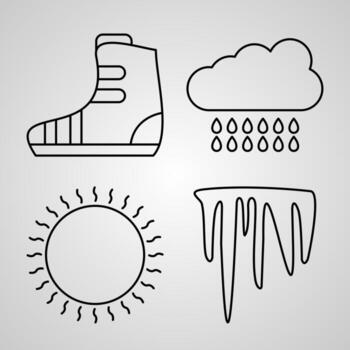 símbolo de conjunto de icono de línea de primavera en estilo de contorno de moda vector