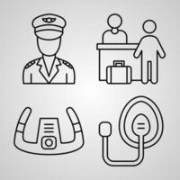 Simple Icon Set of Aviation Related Line Icons vector