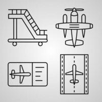 Set of Vector Line Icons of Aviation