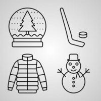 Winter Symbol Collection On White background Winter Outline Icons vector