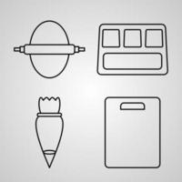 conjunto de iconos de diseño plano de línea delgada de cocina vector