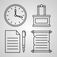 Set of Thin Line Flat Design Icons of Justice and Law vector