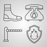 Set of Thin Line Flat Design Icons of FireFighter vector