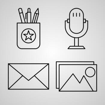 Esquema de notas y tareas iconos aislados sobre fondo blanco. vector