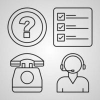 Call Center Service Icon Collection White Color Background vector