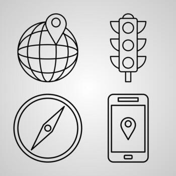 colección de iconos de navegación y mapas fondo de color blanco vector