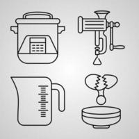 Set of Vector Line Icons of Cooking