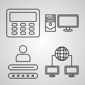 conjunto simple de iconos de línea de vector de seguridad cibernética