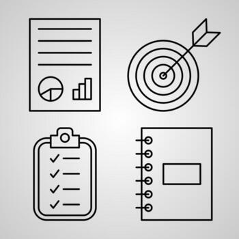 conjunto simple de notas y tareas iconos de línea vectorial vector