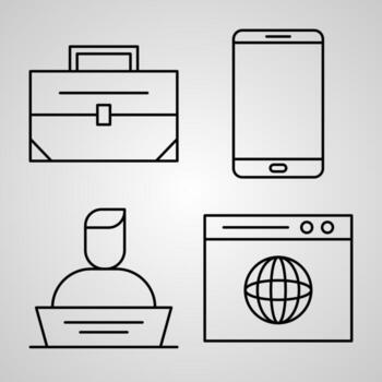 Outline Networking Icons isolated on White Background vector