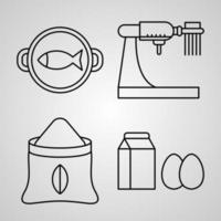 conjunto de iconos simple de iconos de línea relacionados con la cocina vector