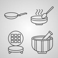 colección de símbolos de cocina en estilo de contorno vector