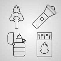 Collection of FireFighter Symbols in Outline Style vector