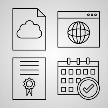 Collection of Notes and Tasks Symbols in Outline Style vector