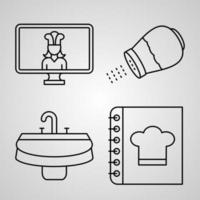 Cooking Line Icons Set Isolated On White Outline Symbols Cooking vector