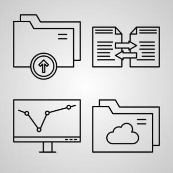 colección de símbolos de redes en estilo de contorno vector