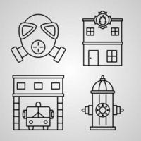 Fire Fighter Line Icon Set of Vector Symbol in Trendy Outline Style