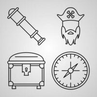 Pirate Line Icon Set of Vector Symbol in Trendy Outline Style