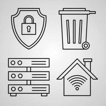 conjunto de iconos de línea de redes de símbolo de vector en estilo de contorno de moda