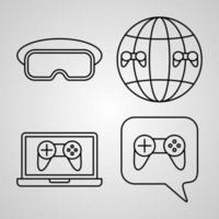 Online Gaming Line Icon Set of Vector Symbol in Trendy Outline Style