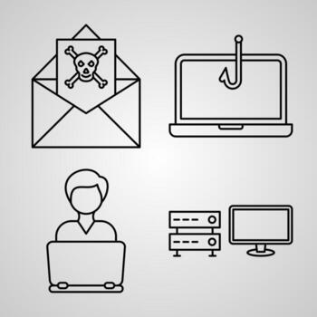 Simple Icon Set of Cyber Security Related Line Icons vector