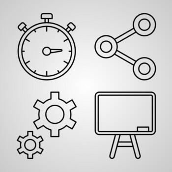 Set of Thin Line Flat Design Icons of Notes and Tasks vector