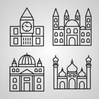 Monuments Icon Collection White Color Background vector