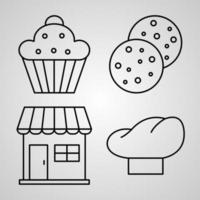 Colección de iconos de panadería fondo de color blanco vector