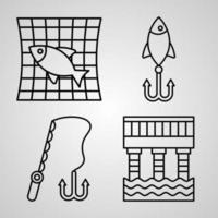 Fishing Icon Collection White Color Background