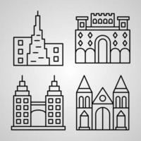 Simple Set of Monuments Vector Line Icons